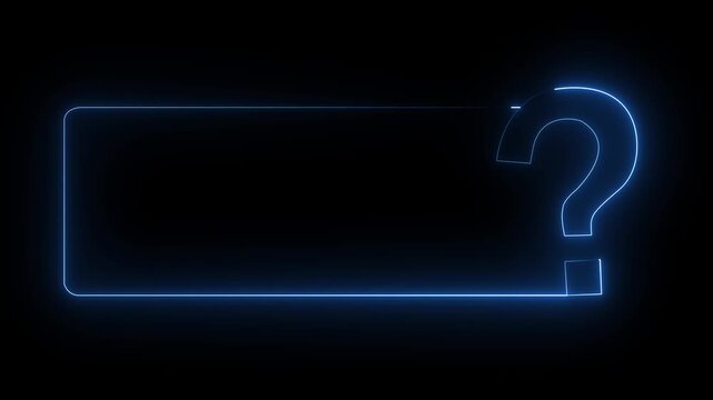 Abstract Neon Question Mark with Glowing Animation on Black Background.