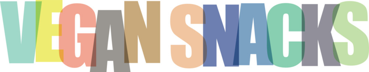 Colorful lettering text vegan snacks with rainbow gradient colors typography © Mim