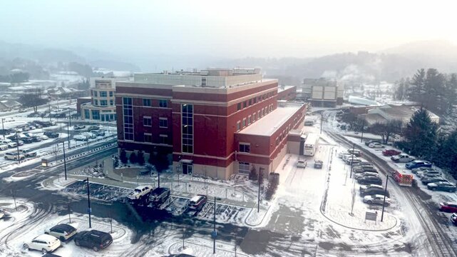 ambulance arrives at emergency room at watauga medical center in boone nc, north carolina emergency room