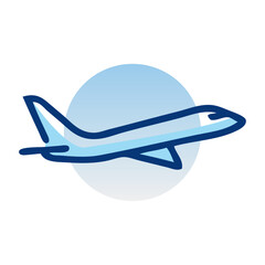 Logo agencia de viajes. Dibujo sencillo con líneas de un avión sobre un círculo  © teracreonte