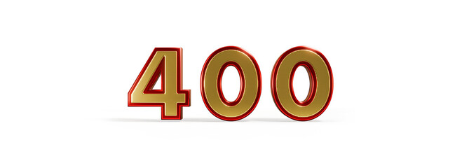 Metallic Gold and Red 3D Number 400 solated on Transparent Background, High-Resolution Illustration © DesignSoln