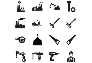 Industrial and construction set black silhouettes factory © Creative SHONJITA