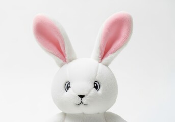 Obraz premium A cute white bunny with pink ears and a soft, fluffy appearance