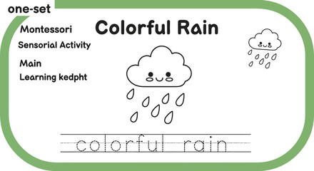 Fototapeta premium Montessori Colorful Rain Sensory Activity Sheet for Kids