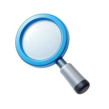 3D Blue Magnifying Glass Icon For Search And Discovery Interface