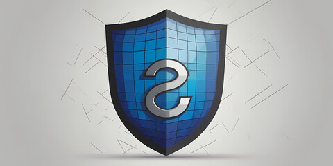 Obraz premium Shield icon with number 2 (25).png symbol on blue grid pattern, representing security and protection