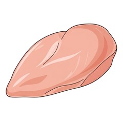 Isolated cartoon illustration of uncooked, raw chicken breast, perfect for cooking recipes