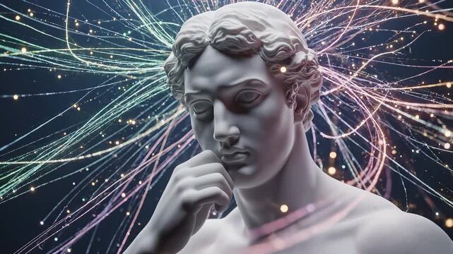 Statue with glowing light effects