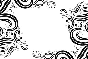 Fototapeta premium black and white classic design background with flower leaf line art pattern of indonesian culture traditional batik