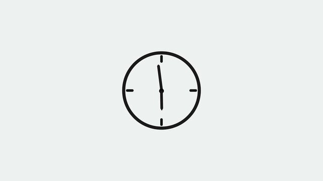 Reverse clock animation showing time running backward on white background.4k video
