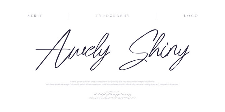 Awely Shiny, Script Minimal luxury font alphabet logo. Typography beauty fashion elegant minimalist serif italic fonts decorative wedding vintage retro logos. vector illustration
