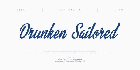 Drunken Sailored, Script premium luxury elegant alphabet letters and numbers. Elegant wedding typography classic serif font decorative vintage retro. Creative vector illustration  © Gizmo Design