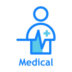 Logo Medical. Símbolo con latido cardíaco con icono de médico o enfermero con líneas  © teracreonte