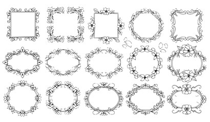 Obraz premium Elegant floral frames vector set for web, photo, and design decoration