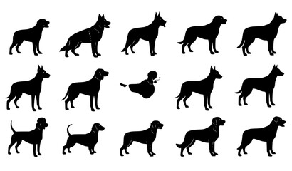 Standing dog silhouettes vector set isolated on white background © Crafts Home