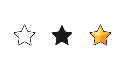 Obraz premium Three gold and black stars icons set isolated on white background vector illustration design