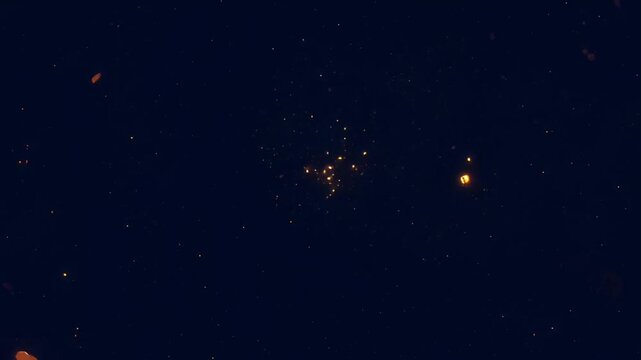 Animation gold sparkle particle on black background.	
