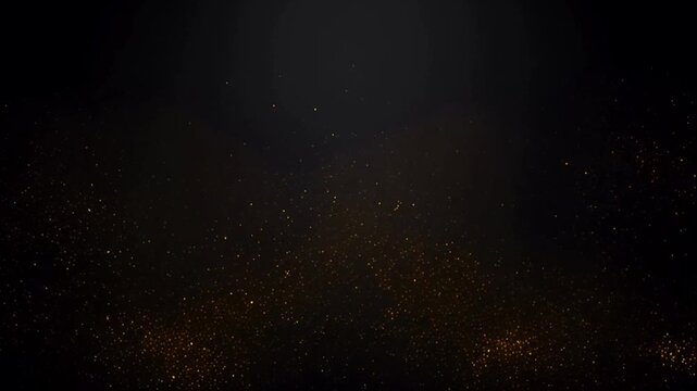 Animation gold sparkle particle on black background.	
