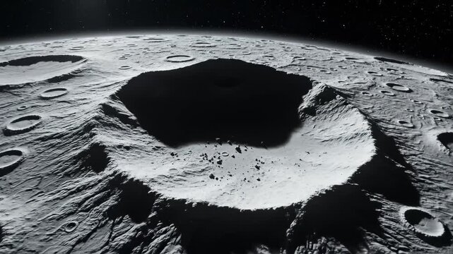 Lunar surface with craters and starry sky