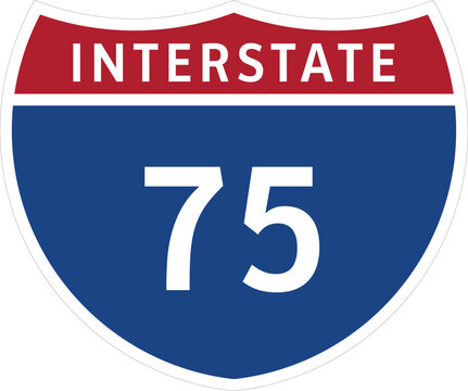  I-75, Interstate 75 Highway System Design Sign Clipart Icon Transparent Background