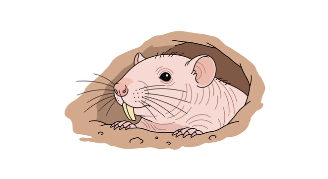 Cartoon Mouse Eating in Burrow.