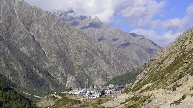 Time lapse of clouds and shadows over the remote Himalayan village of Chitkul