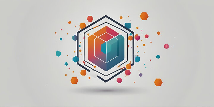 A vibrant 3D cube surrounded by colorful splashes and hexagons in a dynamic abstract composition 2 (54).png