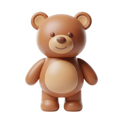 Fototapeta premium A cute brown cartoon teddy bear toy sits isolated on a white background, featuring a soft fur drawing and a sweet heart illustration that makes this childhood gift a fun art piece for a baby