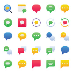 Gradient color icons set for Chat message