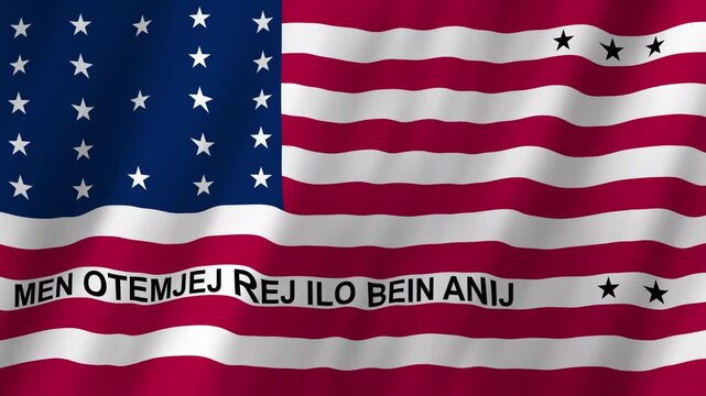Bikini Atoll Flag Waving, Marshall Islands 4K Animation