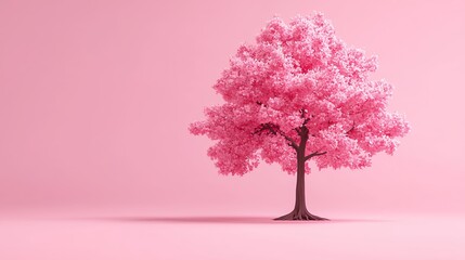 Obraz premium Pink Low Poly Tree on Pastel Background