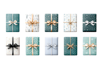set of gift boxes with bows