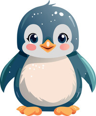 Fototapeta premium Sweet baby penguin illustration in pastel tones with soft watercolor texture. Perfect for nursery posters, baby clothing, and children’s decor.