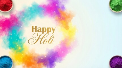 Naklejka premium Vibrant Holi celebration with colorful powder and festive atmosphere