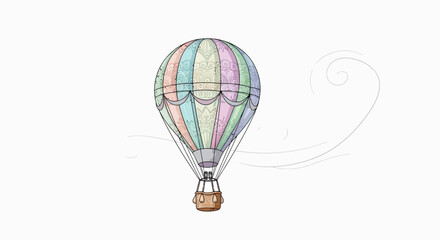 Colorful Hand Drawn Hot Air Balloon. © Berry
