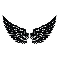 Fototapeta premium Black silhouette of spread eagle wings angel bird
