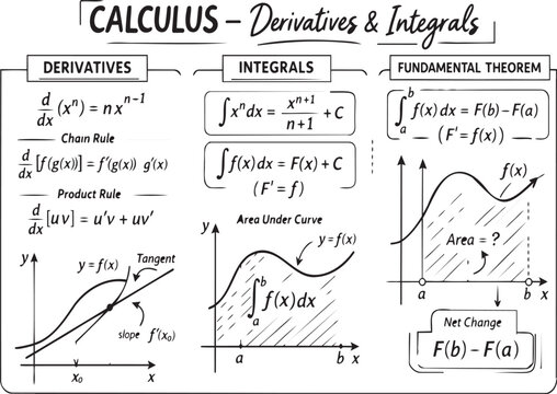 &bull; Calculus Formulas and Graphs &ndash; Derivatives & Integrals Chart

