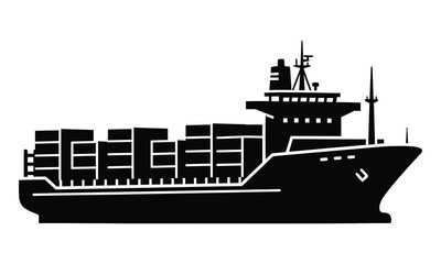 Silhouette of a cargo container ship cargo ship vessel