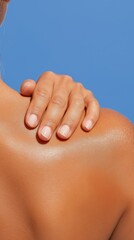 Generative AI, Skincare concept and healthy skin texture on blue background