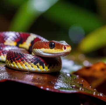 Coral Snake in Natural Habitat (Micrurus spp.)