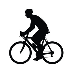 Obraz premium Silhouette of a cyclist on a road bike on white background