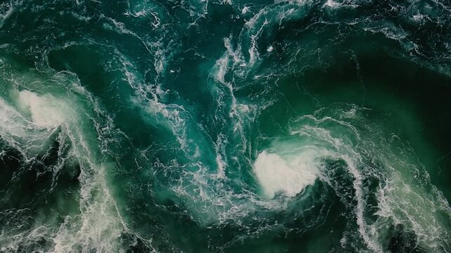 Waves of water of the river and the sea meet each other during high tide and low tide.