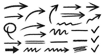 Obraz premium Collection of Hand-Drawn Arrows and Checkmarks, Vector Graphic Elements for Design and Presentation