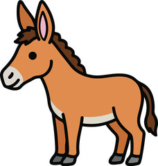 Obraz premium Cute cartoon depiction of a donkey with a friendly expression and playful stance Vector, illustration