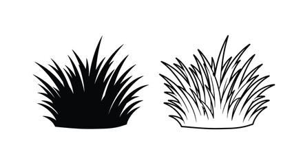 Two clumps of grass depicted in contrasting styles a silhouette © MDALTUFHOSAIN