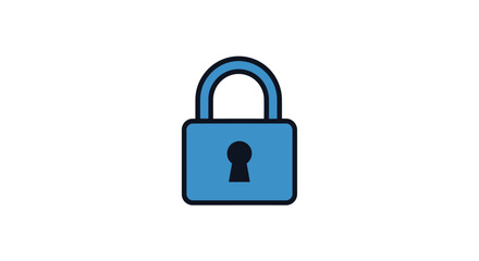 Fototapeta premium Blue padlock icon for security and privacy on isolated white background