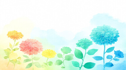 Fototapeta premium watercolor botanical cosmos flowers texture template background.Elegant wedding invitation card background . Minimal hand painted Design for wedding or Valentine's Day