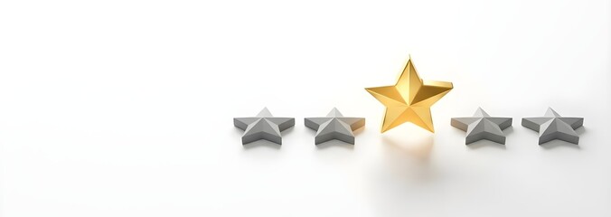 Obraz premium Minimalist Conceptual Glowing Star Rating Excellence in Pristine Reflective Choice Photography