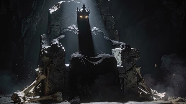 Historied guardian stands broken beneath solitary cave light