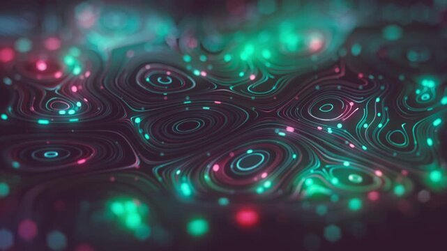 Abstract Swirls Cyber Digital Nodes With Glowing Bokeh Fx
Abstract swirls and twirling nodes in glowing technology background with streaming circular flowing particle lines snaking and depth of field 